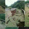 Penampakan jalan amblas kungingan-waled Cirebon.